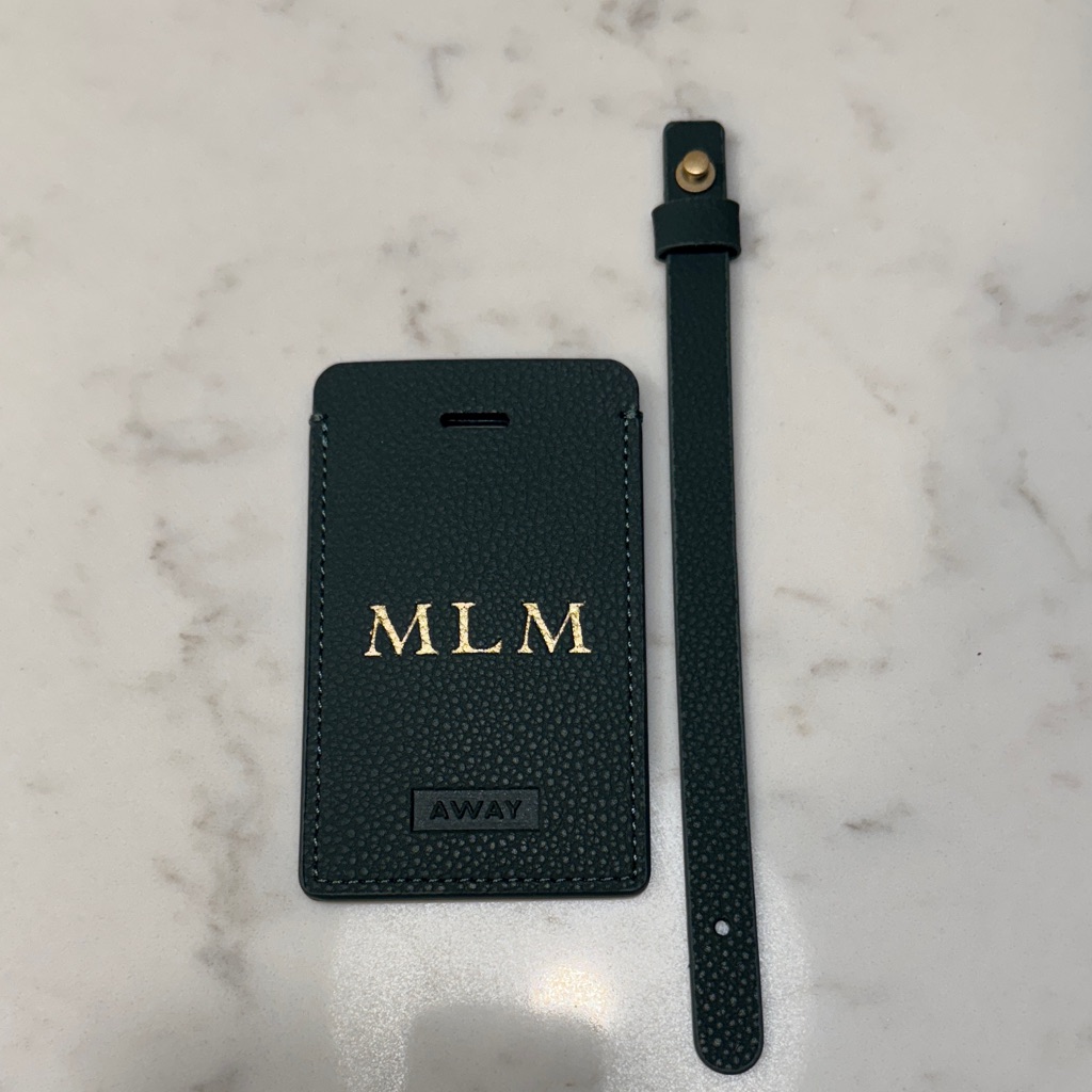 Mlm Monogrammed Away Dark Green Key  Card Holder Set